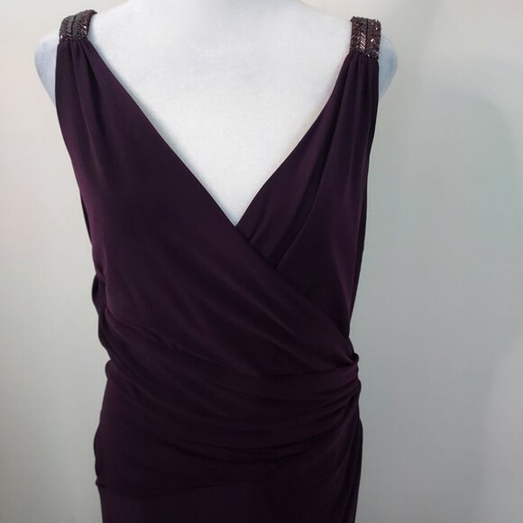 Lauren Ralph Lauren Rhinestone Embellished Purple Jersey Gown Size 14 - Picture 8 of 9